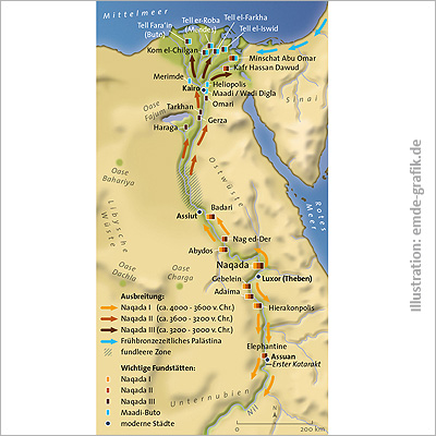Historische Karte: Naqada-Kultur am Nil